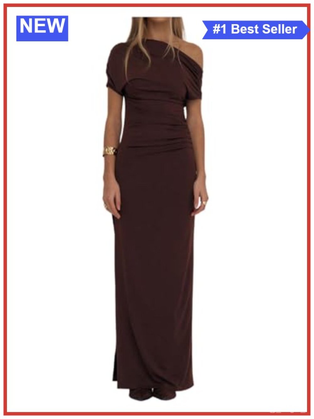 One Shoulder Ruched Maxi Dress Formal Cocktail Evening Gown